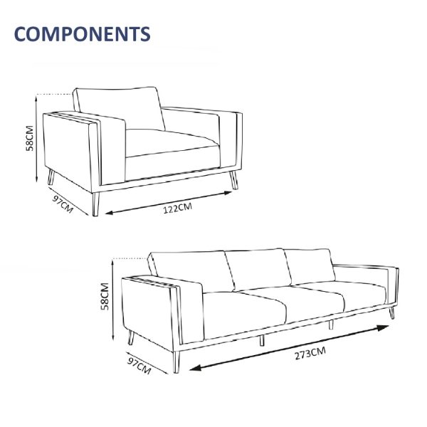 Marylebone 4 Seater Sofa Set - 1x Chair, 1x 3-Seater Sofa