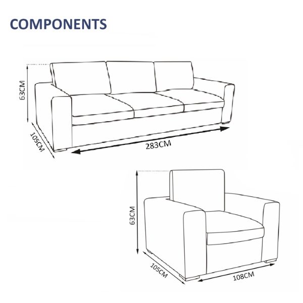 Knightsbridge 4 Seater Sofa Set - 1x Chair, 1x 3-Seater