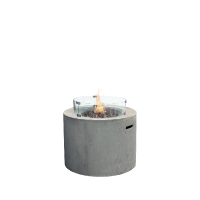 Sarin Rustic Round Gas Fire Pit with Glass Surround