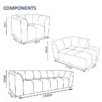 Chelsea 6-Seater Chaise Lounge Sofa - 1x Chair, 1x 3-Seater, 1x Chaise Lounge