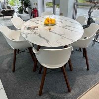 Amalfi & Narda 6 Seat Dining Set with 200cm Oval Table - White