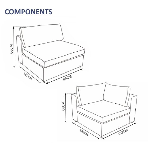 Knightsbridge 5 Seater Sofa Set - 2x Corners, 3x Middles