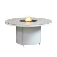 Flame & Sahara 6 Seat Round Dining Set with 150cm Table - White/Stone CLR