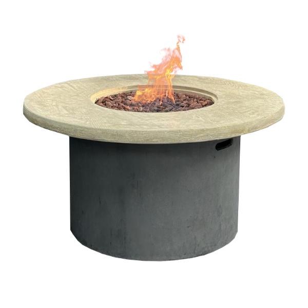 Sarin Round Fire Pit with Wood Effect Top