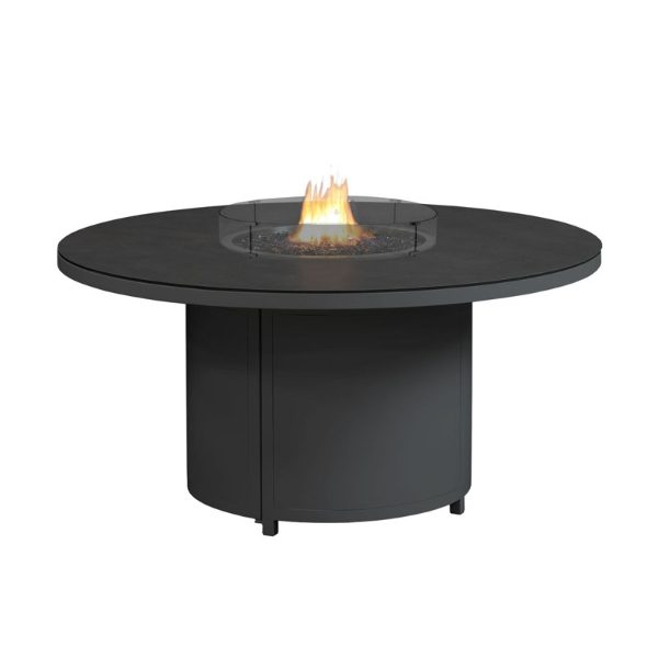 Flame & Sahara 6 Seat Round Dining Set with 150cm Table - Charcoal/Slate CLR