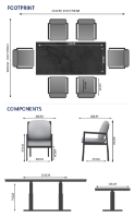 Rising & Lunar 6 Seat Rectangular Dining Set with 150 x 90cm table