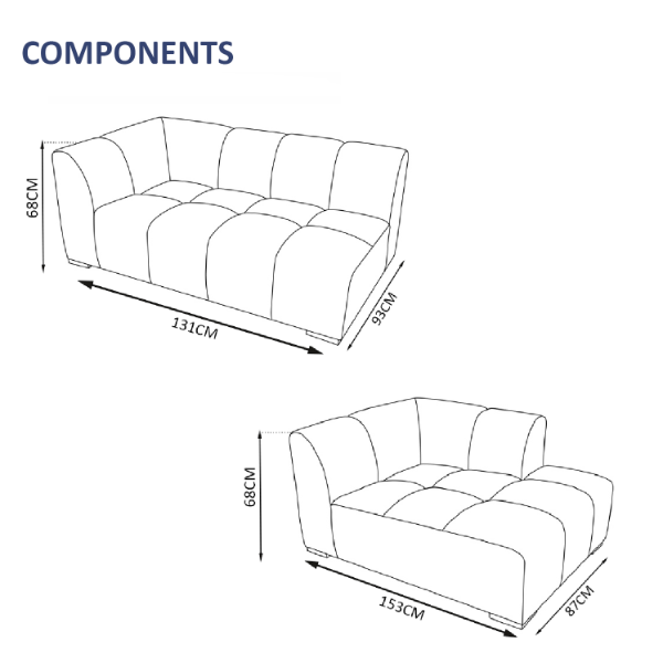 Chelsea 5-Seater Sofa Set - 1x 3-Seater, 1x 2-Seater Right End MAVEL23 CLR