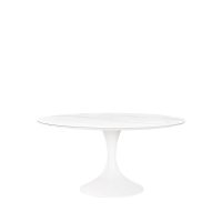 Design & Shell 6 Seat Dining Set 220cm White Table & Stone Chairs CLR