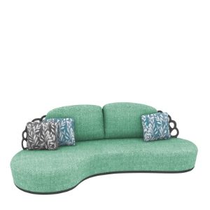 Queen Small Sofa - White/Olive (In Stock)