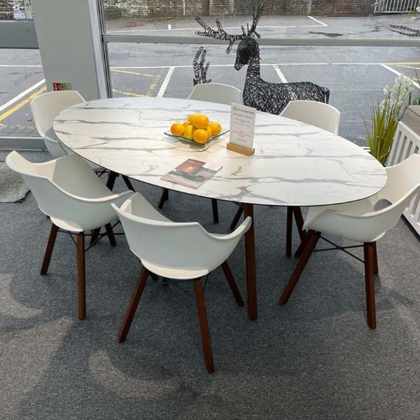 Amalfi & Benna 6 Seat Dining Set with 200cm Oval Table - White