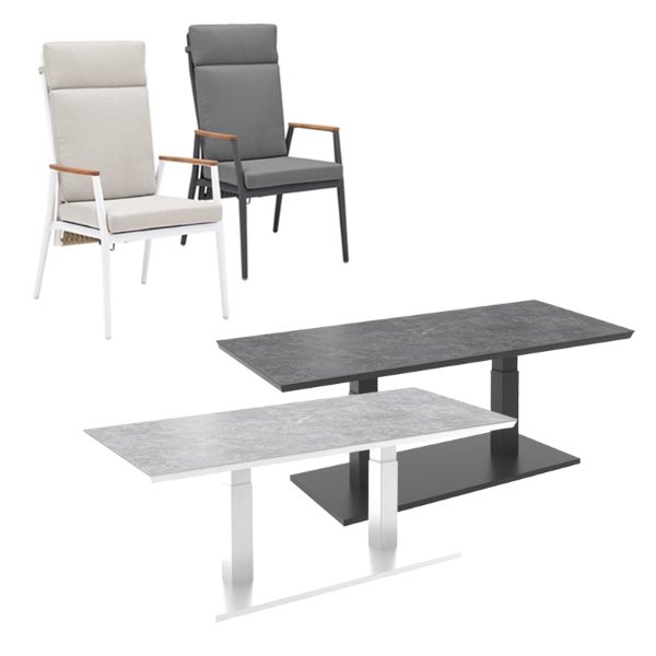 Rising & Gravity 8 Seat Rectangular Dining Set with x2 150 x 90cm Table