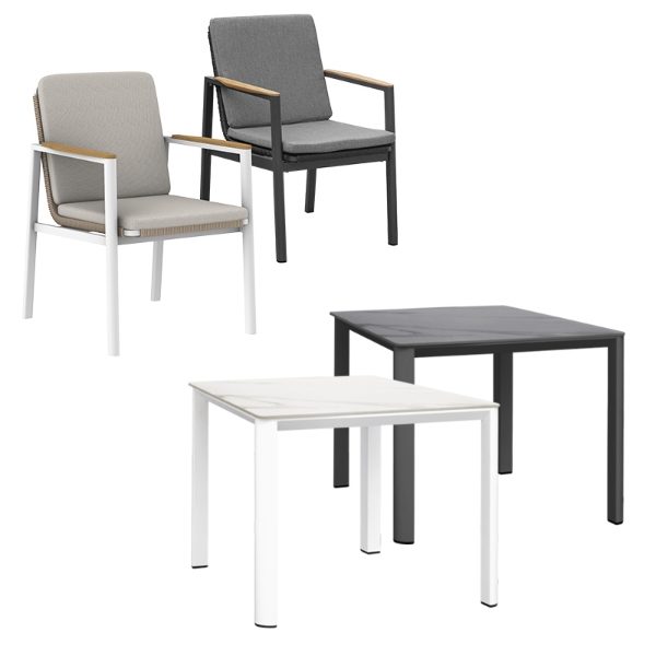 Apollo & Lunar 4 Seat Square Dining Set with 90 x 90cm Table