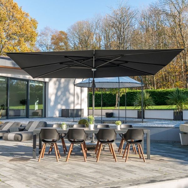 Twilight 3x4m Cantilever Parasol with LED Lights and Granite Base (Unique Slim Canopy Design)   