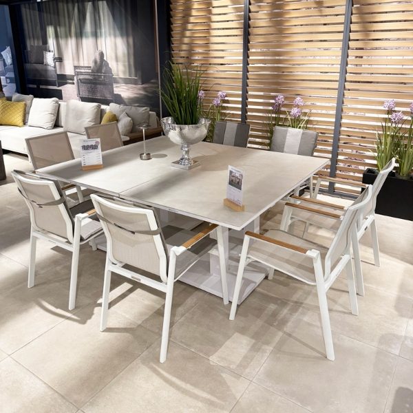 Rising & Chequers 8 Seat Rectangular Dining Set with x2 150 x 90cm Table