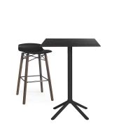 Sicily Foldable 4 Seat Square Bar Set with 69cm table - Black