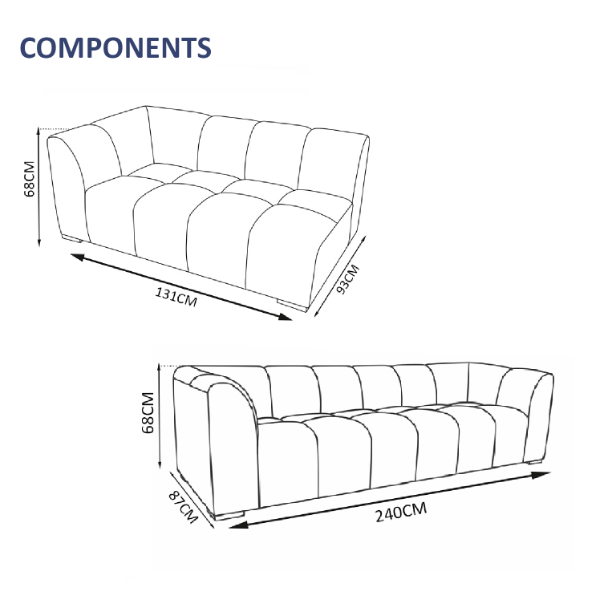 Chelsea 4-Seater Sofa Set - 1x Chair, 1x 3-Seater Sofa VOSS23 CLR