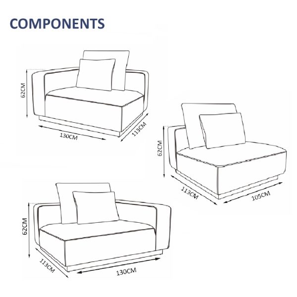 Belgravia 6 Seater Sofa Set - 1x Left, 1x Right, 2x Middles