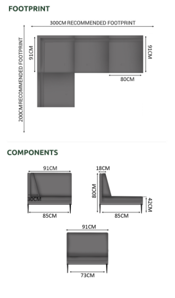 Excel 4 Seater Corner Sofa Set - 1 Corner, 3 Middles