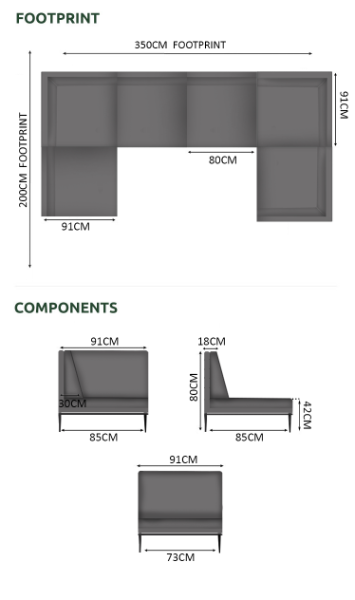 Excel 6 Seater Corner Sofa Set - 3 Corners, 3 Middles