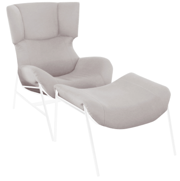 Bluff Lounge Chair & Stool White/Beige Natte