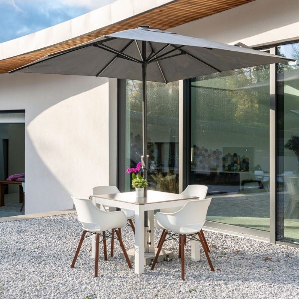 Horizon 2.5m Square Single Pole Parasol with LED lights with Granite Base Stand