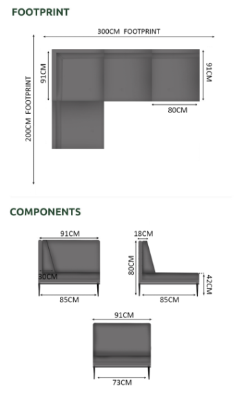 Excel 4 Seater Corner Sofa Set - 2 Corner, 2 Middles
