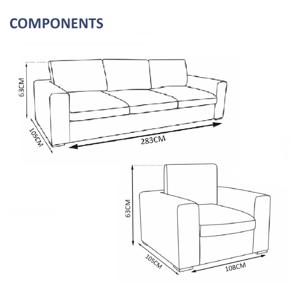 Knightsbridge 4 Seater Sofa Set - 1x Chair, 1x 3-Seater