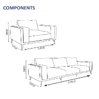 Marylebone 5 Seater Sofa Set - 2x Chairs, 1x 3 -Seater Sofa Set