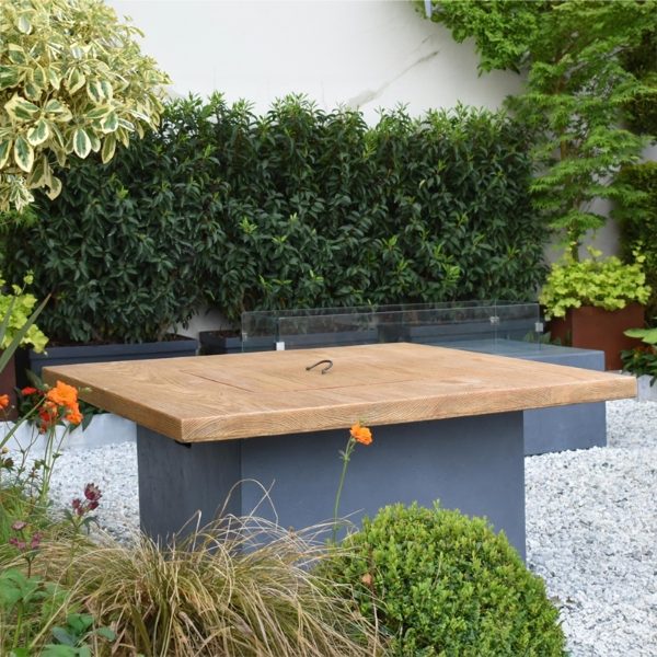 Altair Square Fire Pit with Wood Effect Top