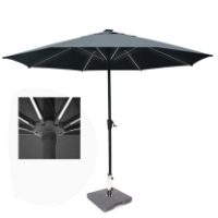 Horizon 3.5m Round Single Pole Parasol with LED Lights with Granite Base Stand