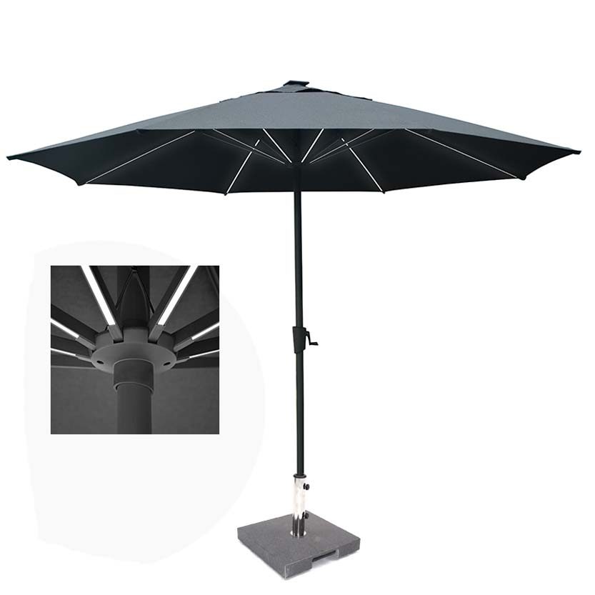 in de tussentijd Onbevreesd incompleet Horizon 3.5m Round Single Pole Parasols with LED Lights with Granite Base  Stand - Westminster Outdoor Living
