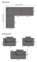 Belgravia 6 Seater Sofa Set - 1x Left, 1x Right, 2x Middles