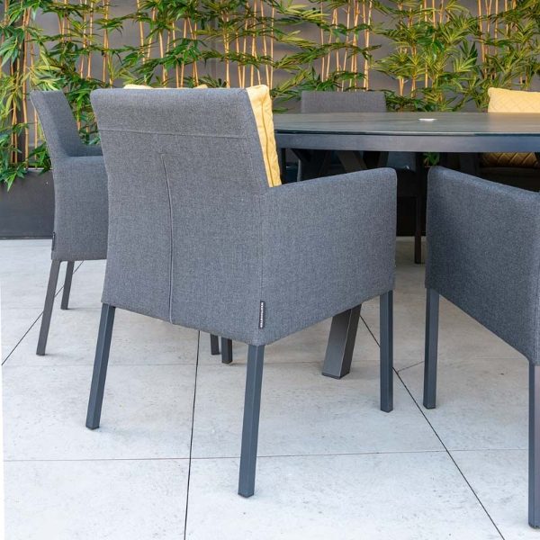 Design & Mirage 6 Seat Dining Set 220cm Charcoal Table Slate Chairs CLR