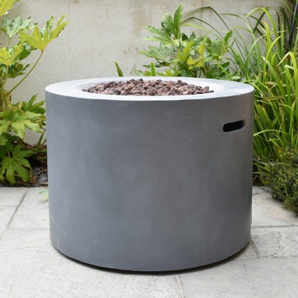 Sarin Round Fire Pit with Glass Surround & Wood Effect Top