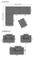 Belgravia 7 Seater Corner Sofa Set - 1x Left, 1x Right, 1x Corner, 2x Middles