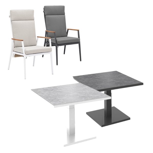 Rising & Gravity 4 Seat Square Dining Set with 90 x 90cm Table