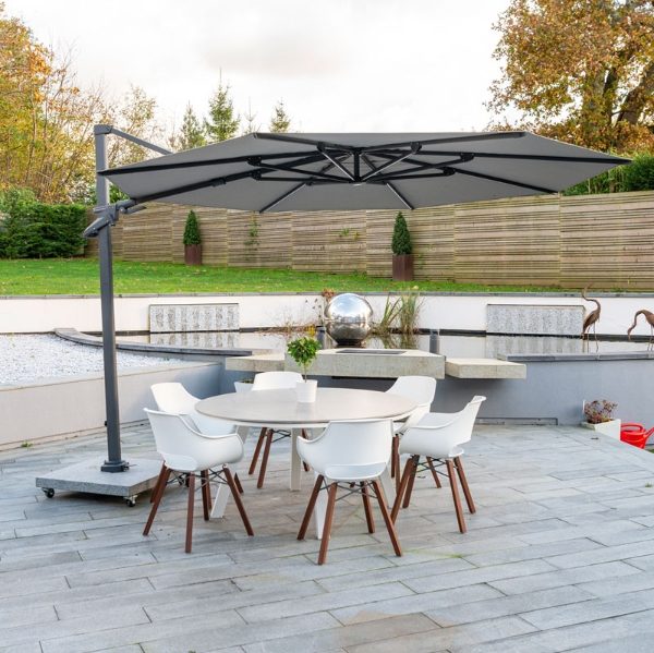 Twilight 3.5m Cantilever Parasol with LED Lights and Inground Base (Unique Slim Canopy Design)     