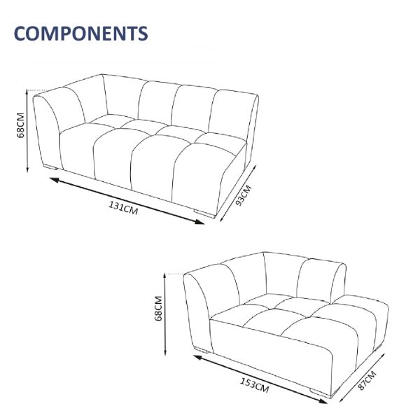 Chelsea 3-Seater Chaise Lounge Sofa