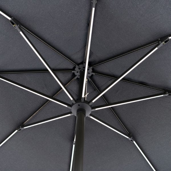 Horizon 2.5m Square Single Pole Parasol with LED lights with Granite Base Stand