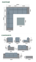 Luxor 7 Seater Corner Sofa Set - 1 Left, 1 Right, 1 Corner, 2 Middles 