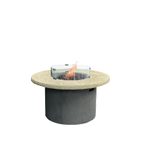 Sarin Rustic Round Fire Pit with Glass Surround & Wood Effect Top