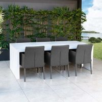 Design & Mirage 6 Seat Dining Set 220cm Charcoal Table Slate Chairs CLR