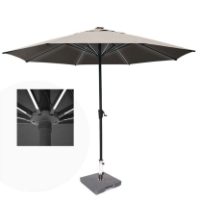 Horizon 3.5m Round Single Pole Parasol with LED Lights with Granite Base Stand