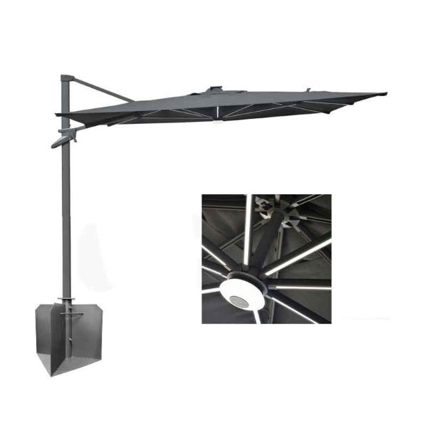Twilight 3x4m Cantilever Parasol with LED Lights and Inground Base (Unique Slim Canopy Design)   