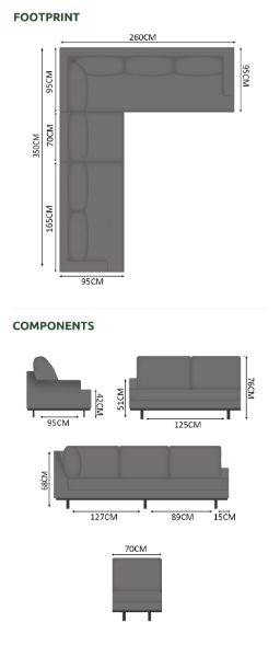 Chill 6 Seater Corner Sofa Set with Middle