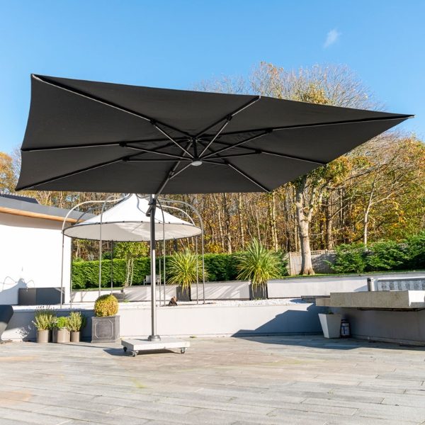 Twilight 3x4m Cantilever Parasol with LED Lights and Granite Base (Unique Slim Canopy Design)   