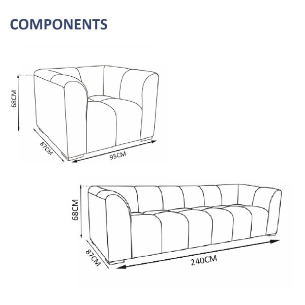 Chelsea 4-Seater Sofa Set - 1x Chair, 1x 3-Seater Sofa